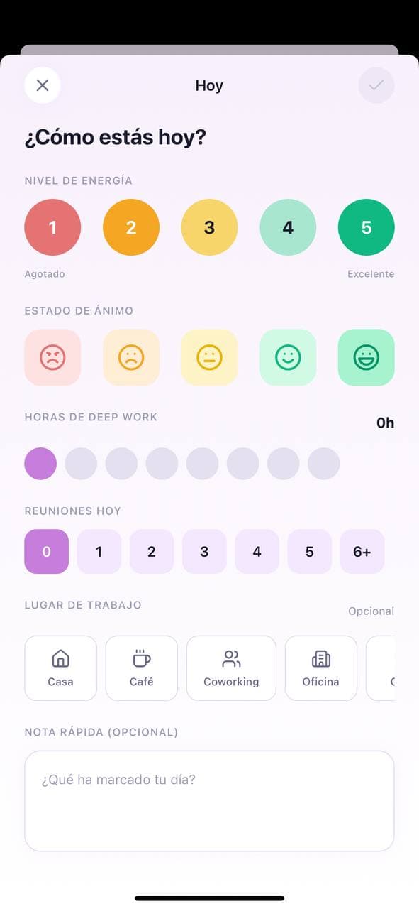 DailyPulse screenshot - Check-in diario
