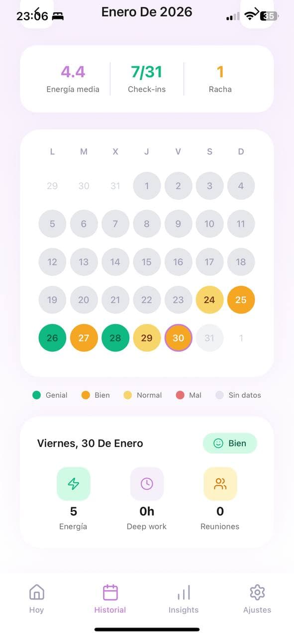 DailyPulse screenshot - Calendario mensual