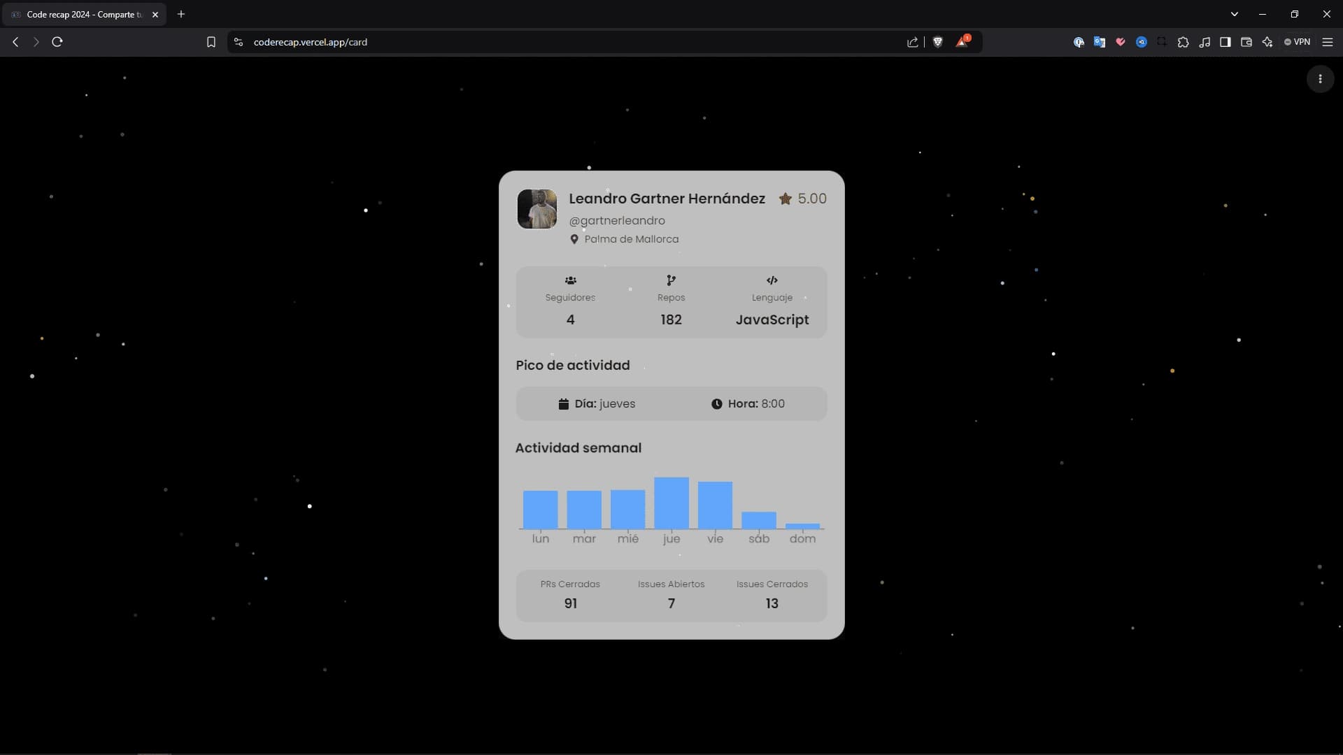 Code recap screenshot