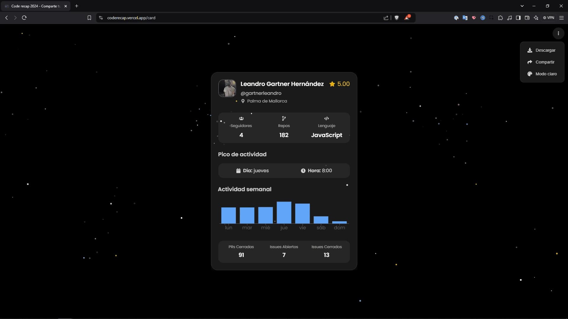 Code recap screenshot